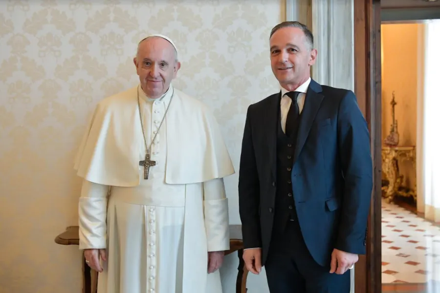 Pope Francis receives German foreign minister Heiko Mass in a private audience at the Vatican, May 12, 2021.?w=200&h=150